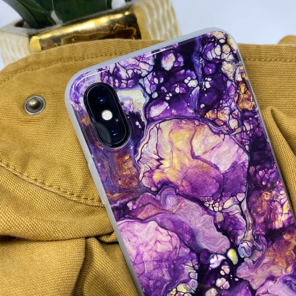 iPhone 6 Case Purple Yellow Marble Print Cover NEW - Picture 3 of 10